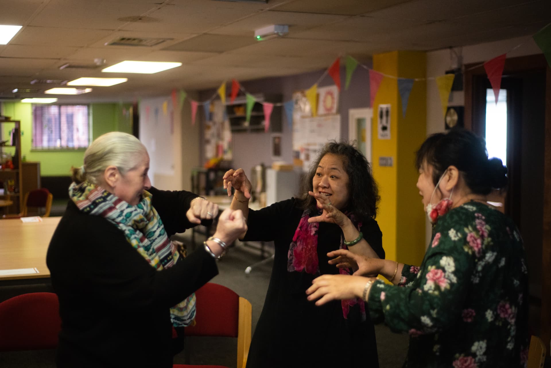Friends enjoying a lively group activity